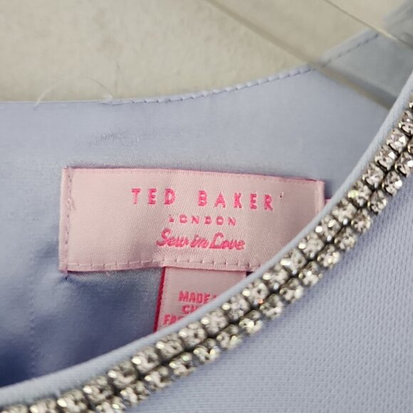 TED BAKER | Haswell Embellished A-Line Dress Baby Blue sz 8 - Picture 5 of 10